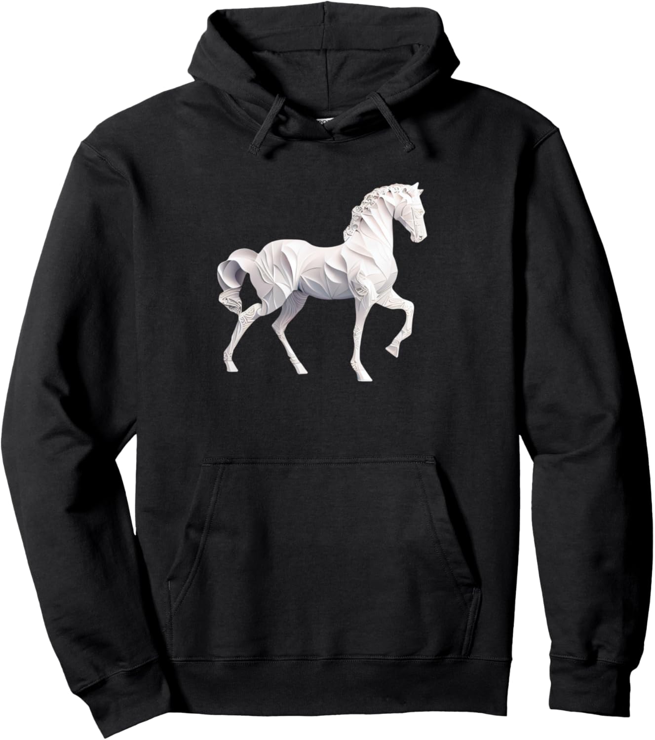 

Худи в стиле оригами «Величественная лошадь» Elegant Equine Grace Horse Artistry, черный