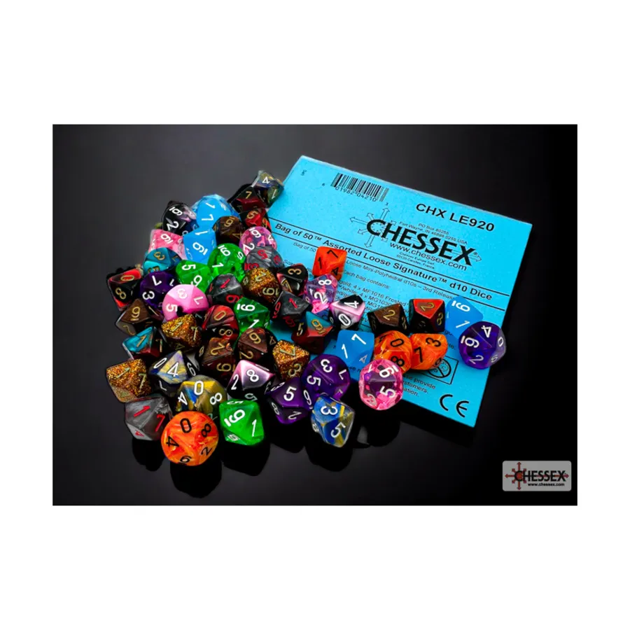 

Мини d10 — фирменное ассорти (50), Dice - Miniature 10mm & 5mm (Chessex)