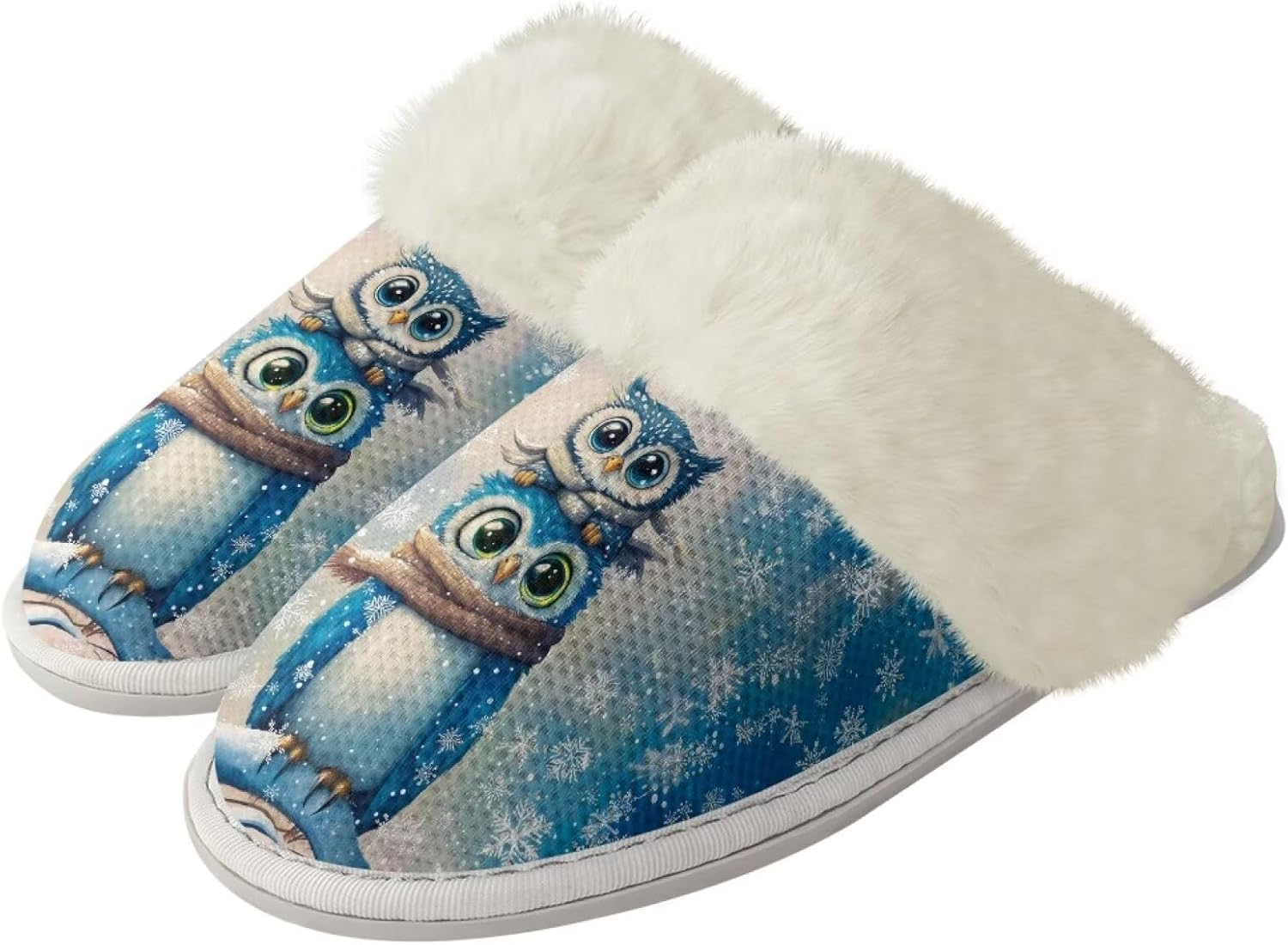 

Рождественские милые хлопковые тапочки для женщин и мужчин, мягкие, уютные, удобные, легкие домашние тапочки для пар Zhangruoheng, Christmas Owl Print