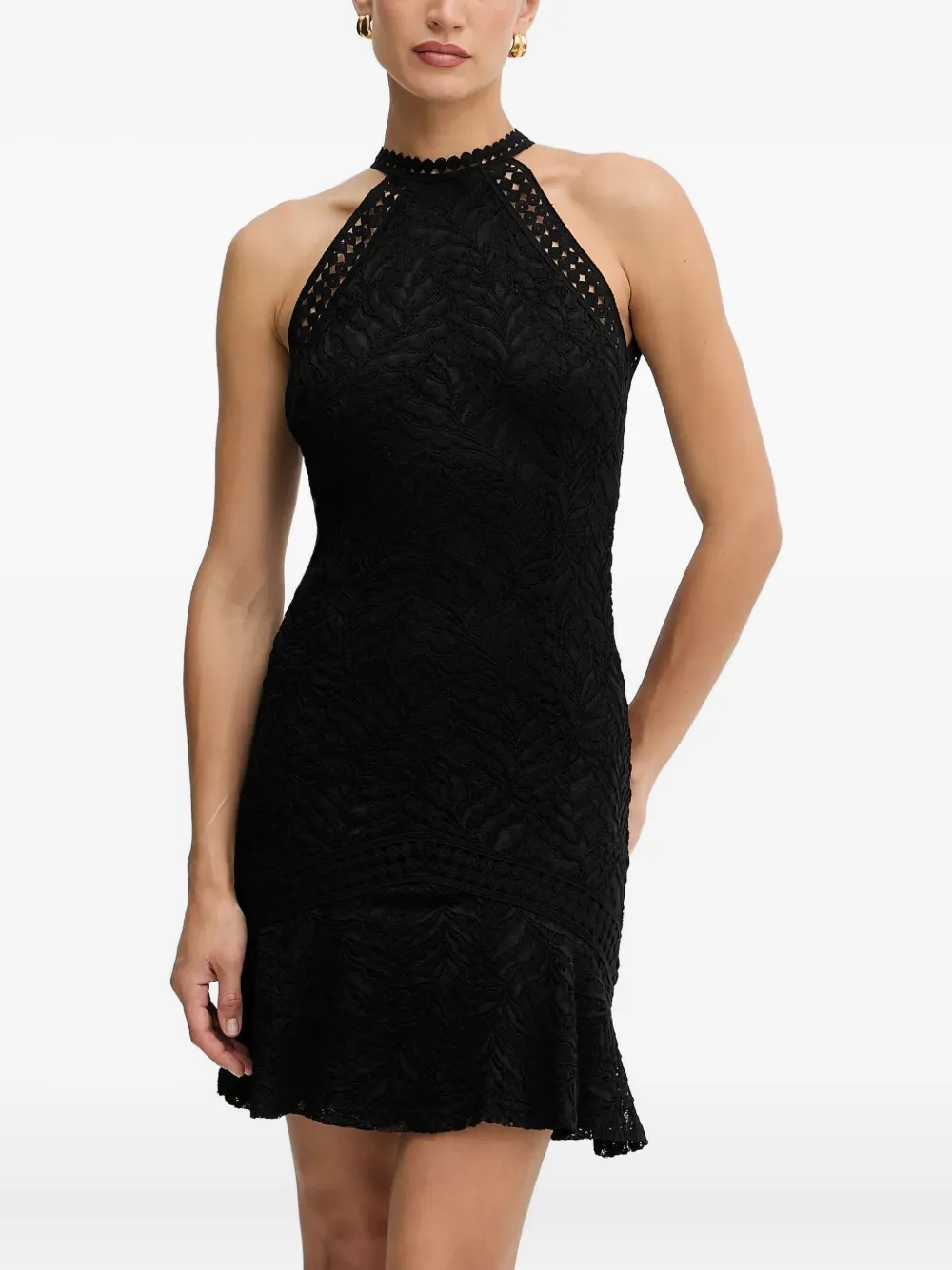 

Платье с кружевом и халтернеем GUESS USA, черный
