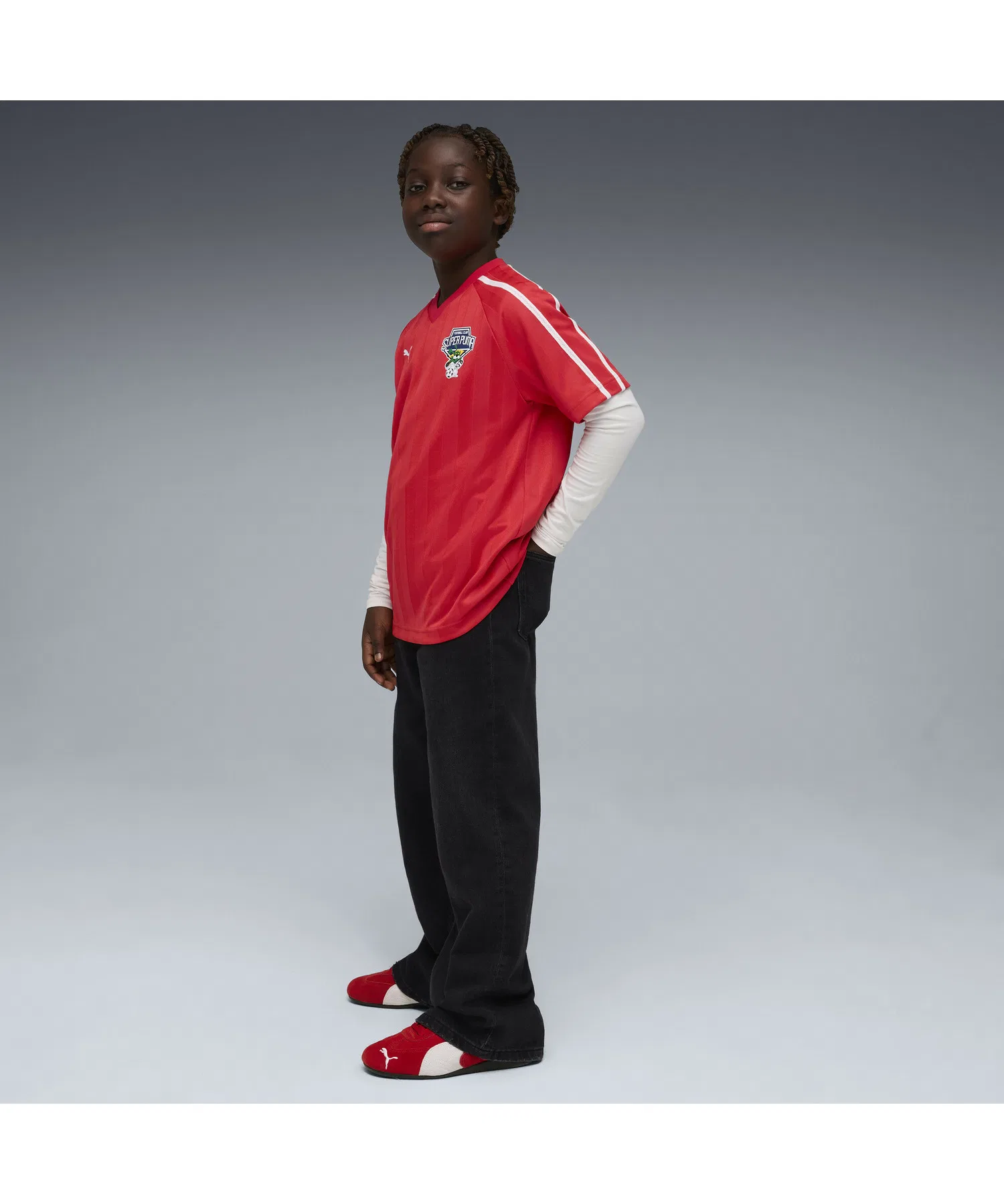 Детская футболка PUMA T7 с принтом Супер Пума красная — фото 3