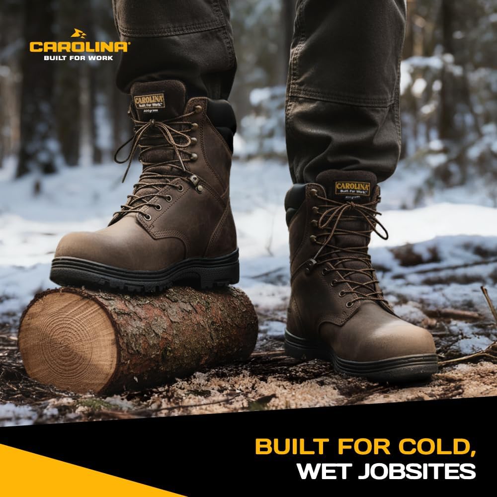 Мужские рабочие ботинки Carolina Boots Surveyor 8" с мягким носком, утепленные, водонепроницаемые, из прочной кожи с противоскользящей подошвой, коричневый — фото 4