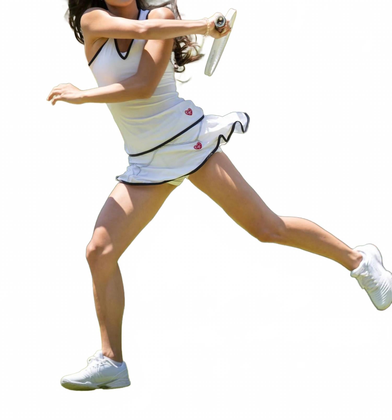 

Белая юбка с черной треугольной отделкой Love Love Tennis