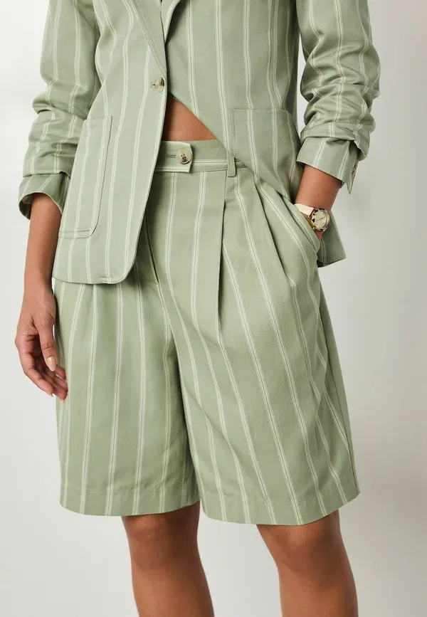 Шорты Next Tall fit n. premium bermuda shorts with linen, зелено-экрю в полоску
