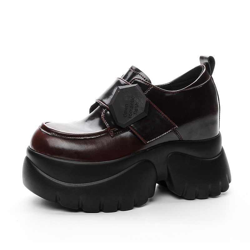 Женские лоферы Shangjinni черные/бежевые/коричневые — фото 3