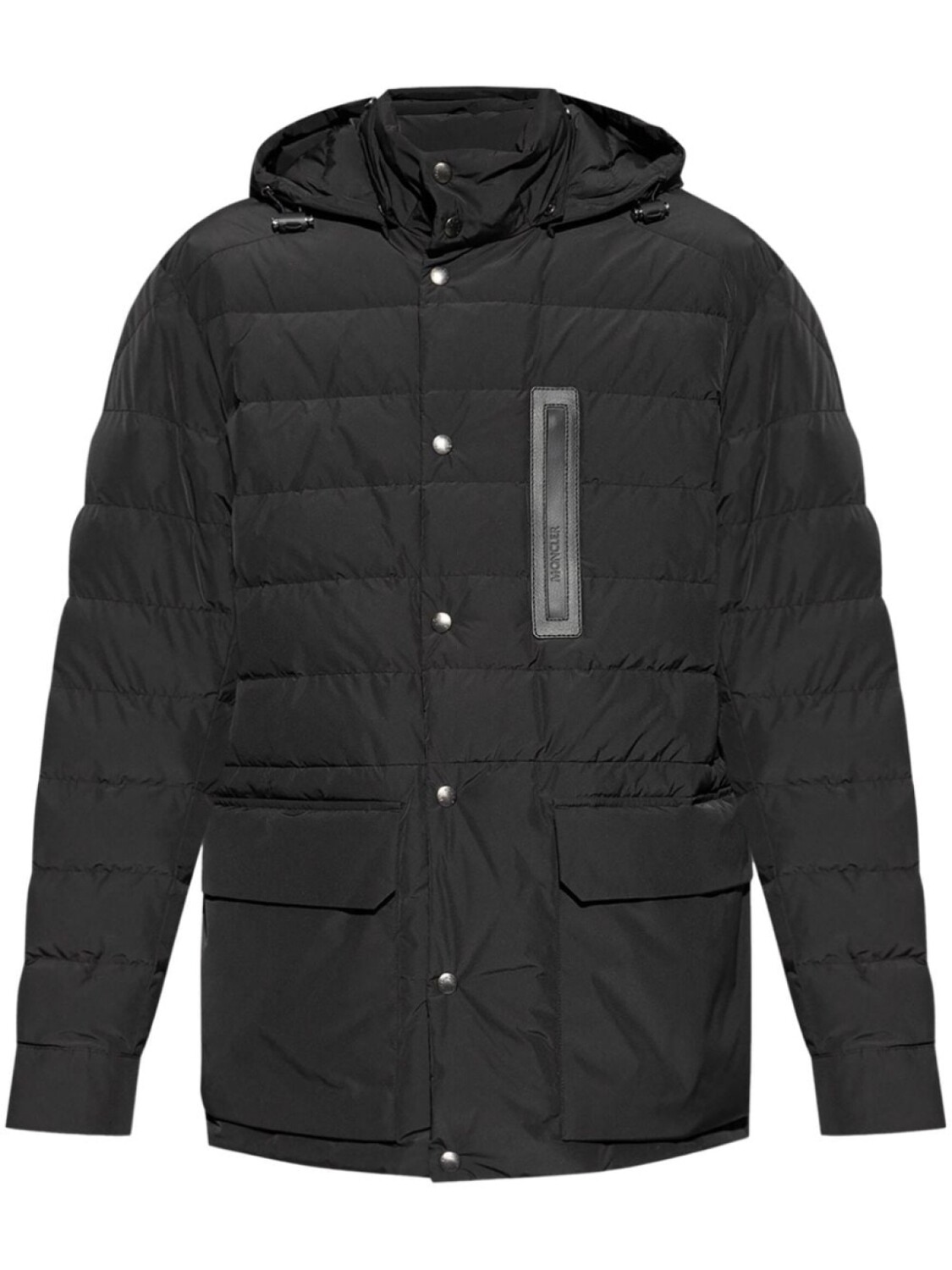 

Moncler стеганое пальто с логотипом-аппликацией, черный