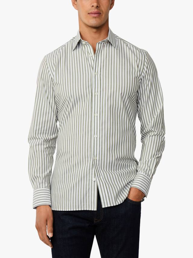 

Хлопковая рубашка в полоску бенгал с воротником пимлико Hackett London, Cargo Green