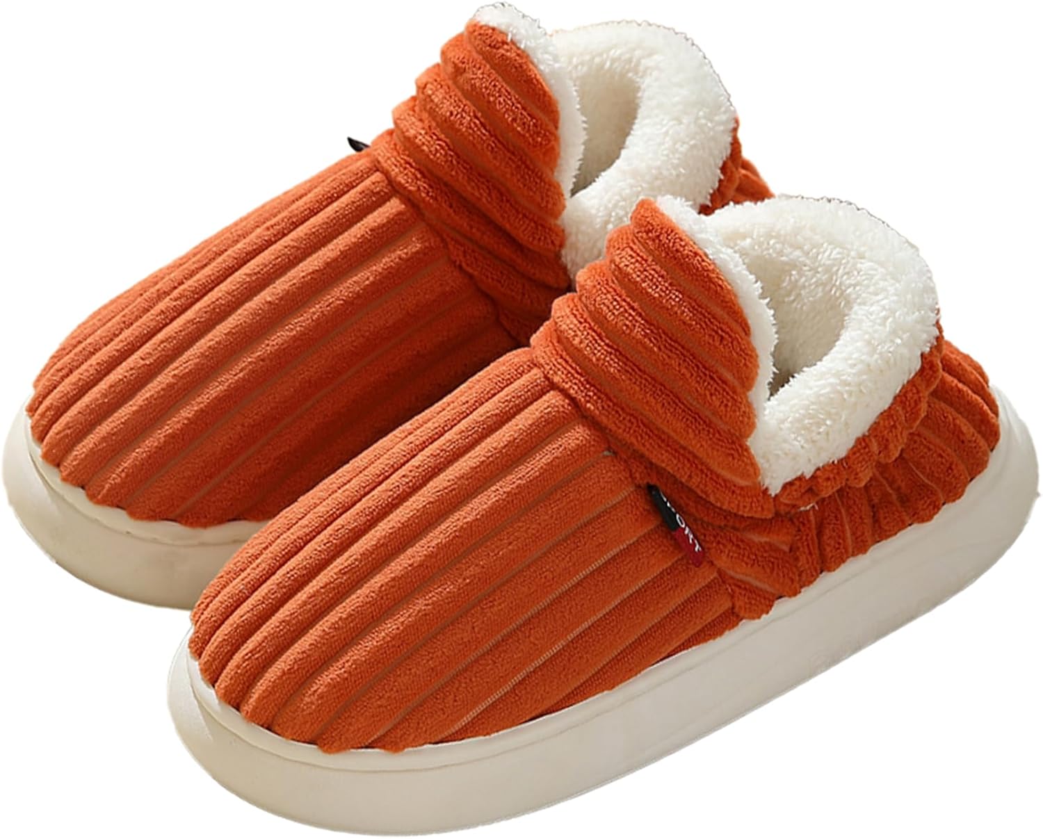 

Теплые тапочки с флисовой подкладкой, уютные и теплые для мужчин и женщин - зимние пушистые с толстой подошвой для дома и улицы Yozti, оранжевый