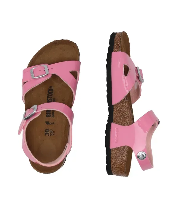 Лакированные сандалии конфетно-розового цвета narrow fit Birkenstock, розовый — фото 3