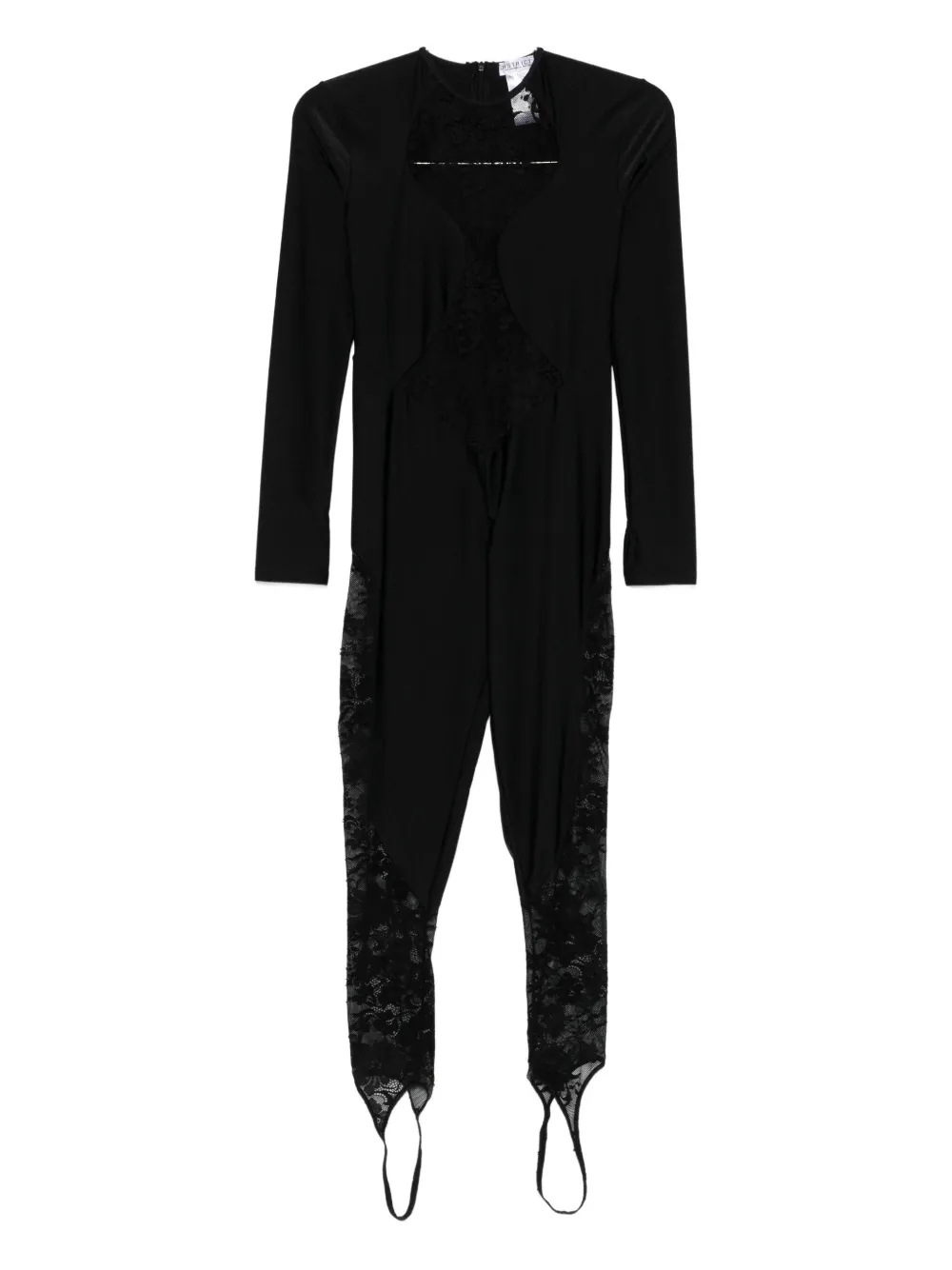 

Комбинированный комбинезон с кружевными вставками Mazzei, черный