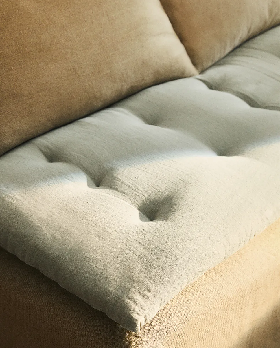 

Льняной топпер цвета морской волны Zara Home, синий