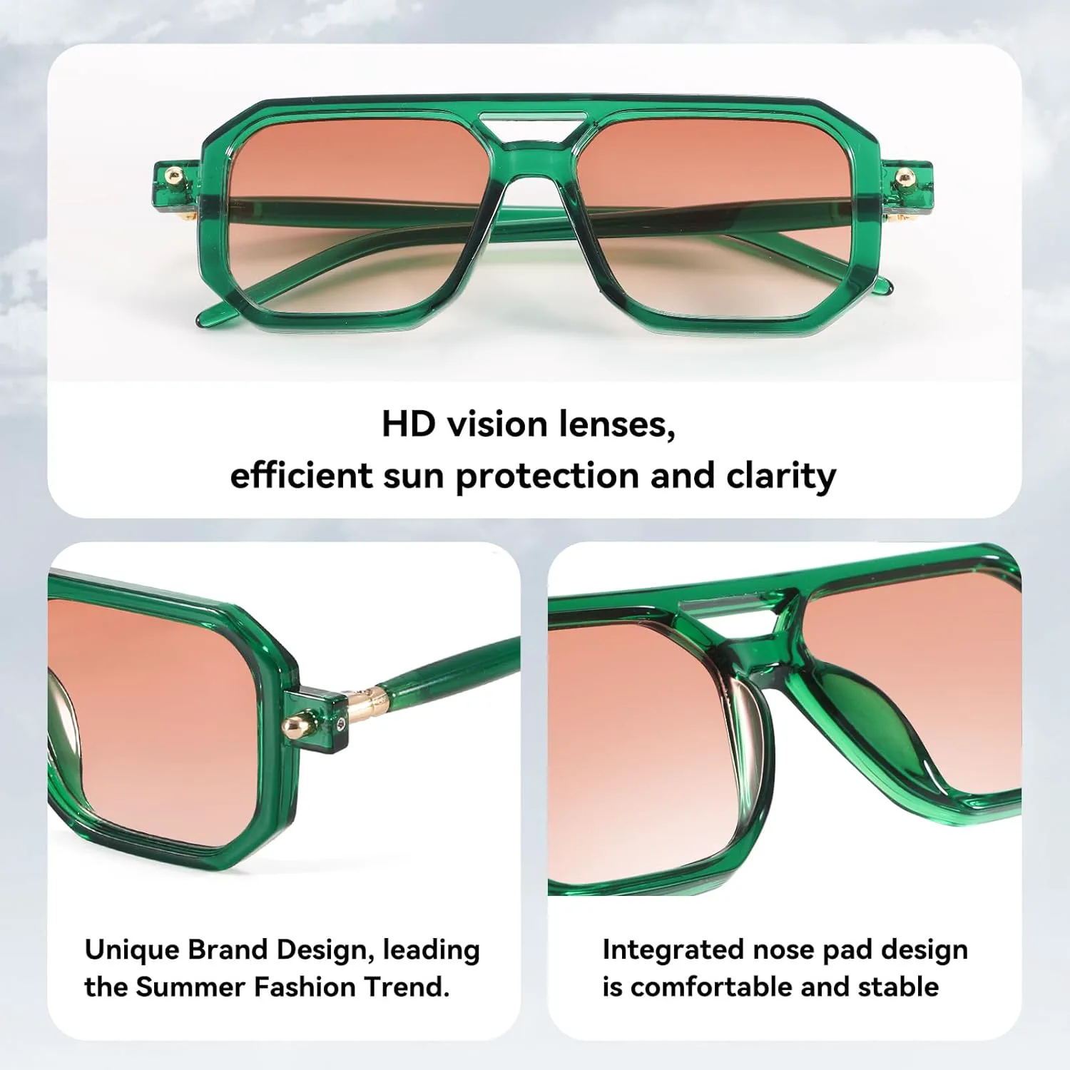 

Модные солнцезащитные очки-авиаторы Dollger для женщин и мужчин, квадратная оправа в стиле ретро 70-х, винтажные очки-авиаторы 90-х, черные, Green Frame Brown Lens