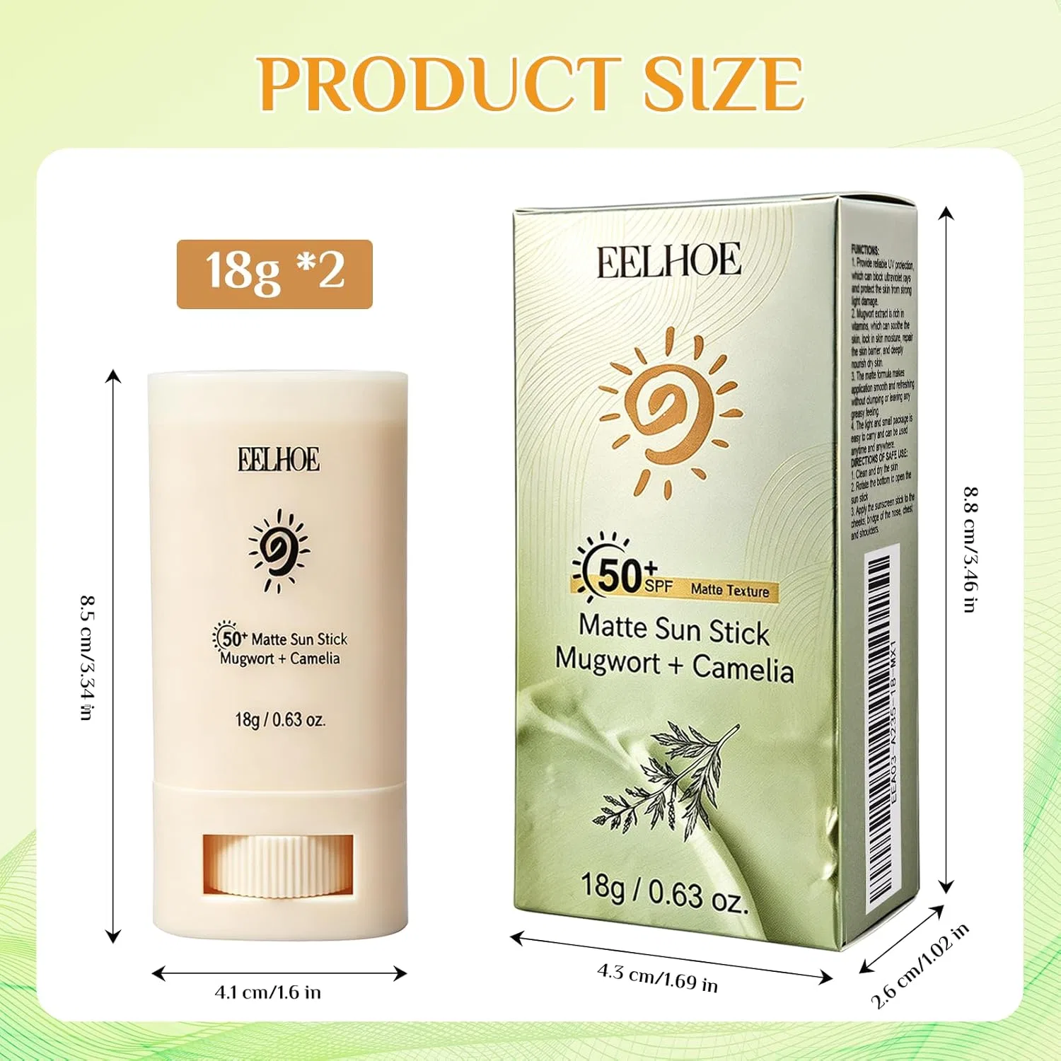 Стик для защиты от солнца SPF 50 с алоэ вера и камелией, 2 шт. Taimeimao, Color2 — фото 2