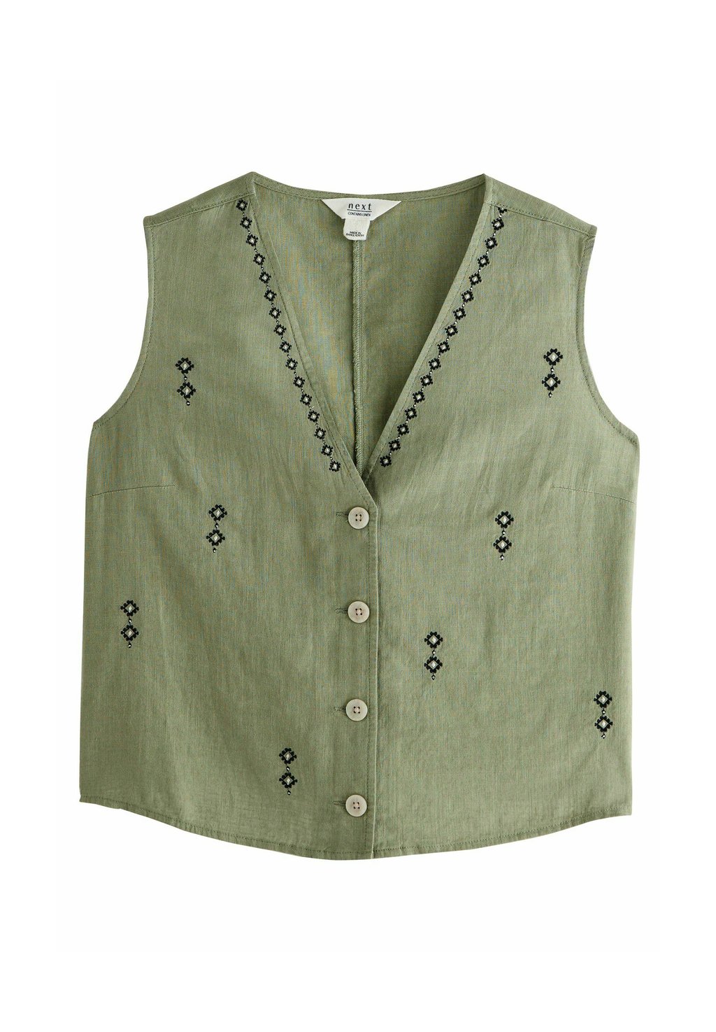 

Жилет REGULAR FIT BUTTON DOWN SLEEVELESS Next, зеленый