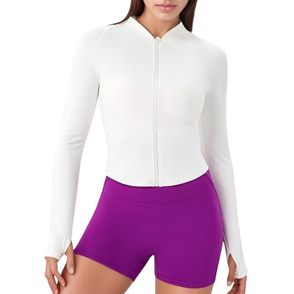 

Женская куртка с длинным рукавом и молнией спереди из легкой функциональной ткани Anna-Kaci, White