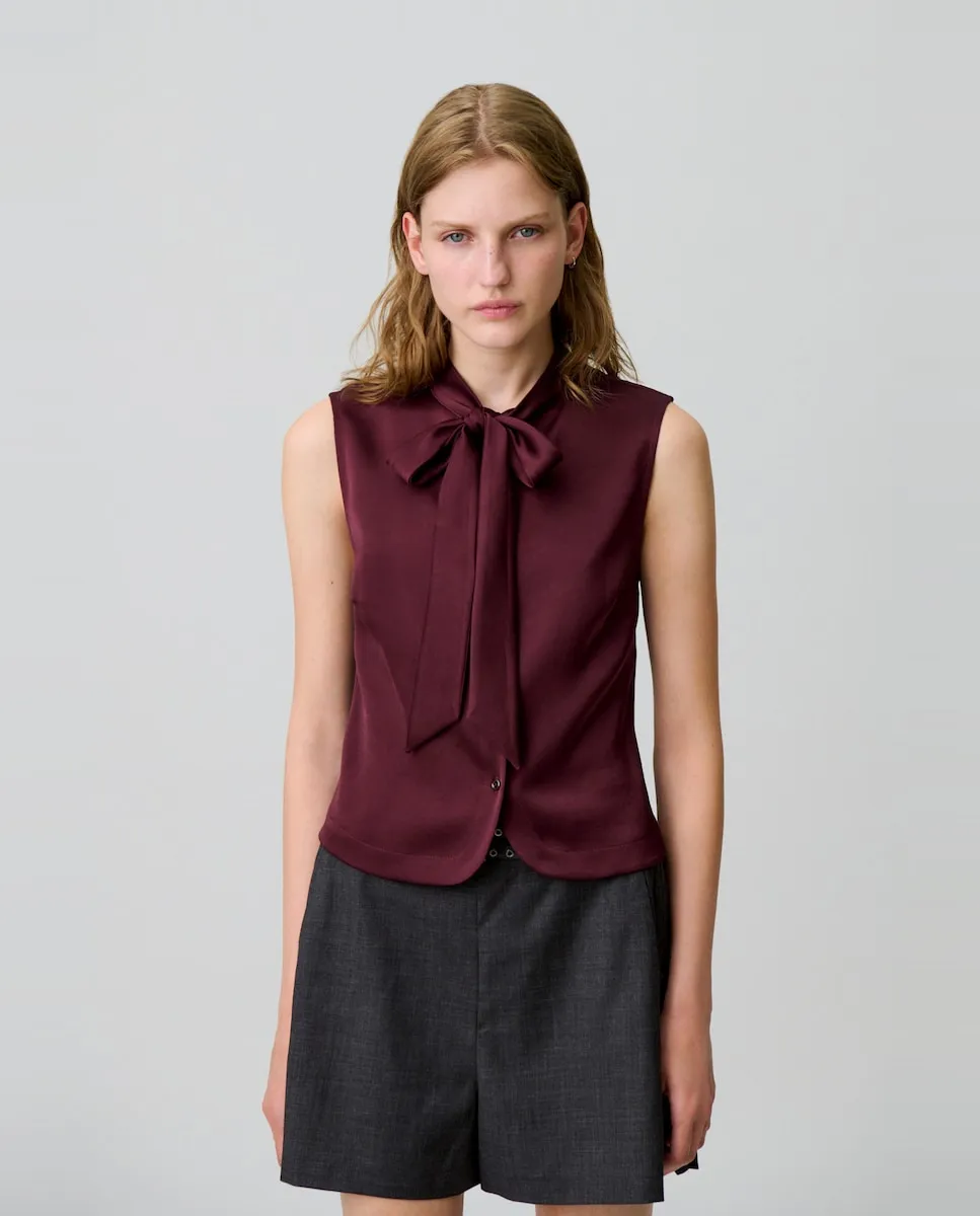 

Женская атласная рубашка без рукавов Claudie Pierlot, красный