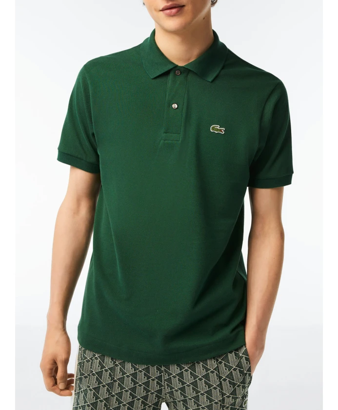 Зеленая рубашка-поло с ребристым воротником Lacoste, зеленый — фото 2