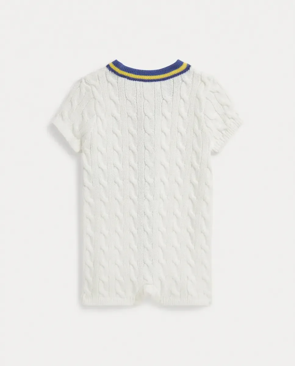 Мальчиковый детский комбинезон из хлопка с узором «косы» Polo Ralph Lauren, Blanco Roto — фото 2