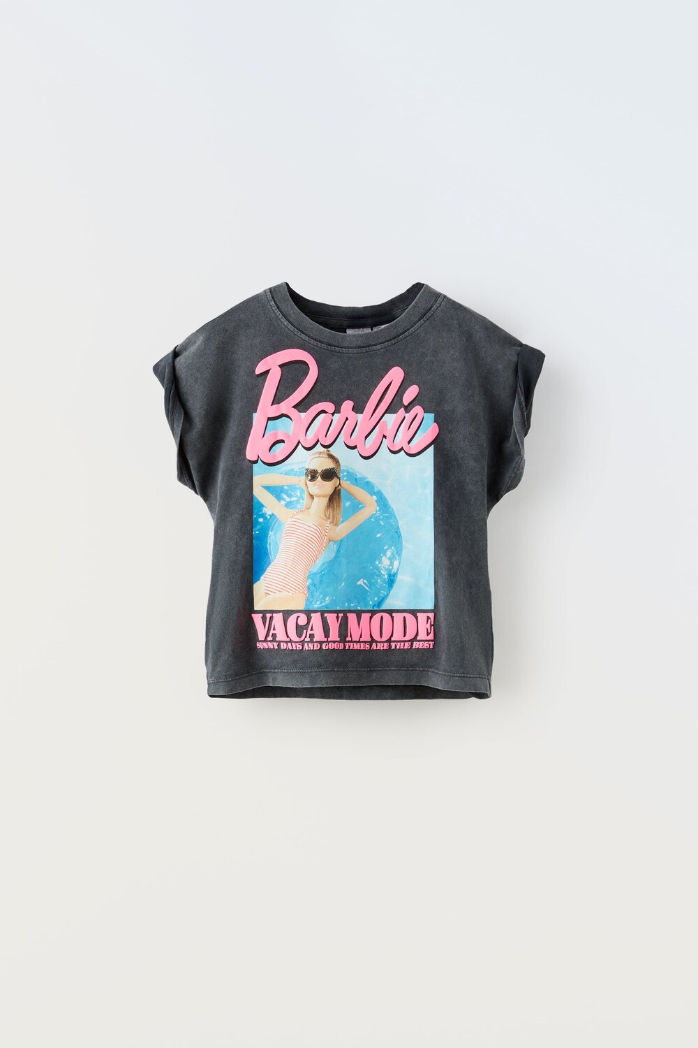

Футболка barbie mattel Zara, антрацитово-серый