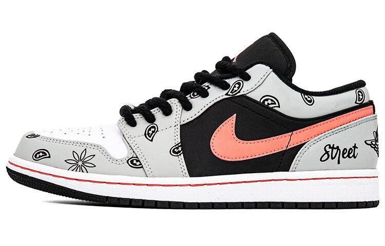 

Кроссовки Air JORDAN 1 Vintage Basketball Shoes Men Low-Top Black Gray/Pink