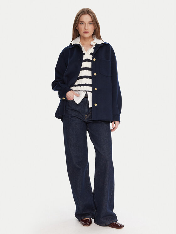 Шерстяное пальто relaxed fit WW0WW46558 Tommy Hilfiger, синий — фото 2