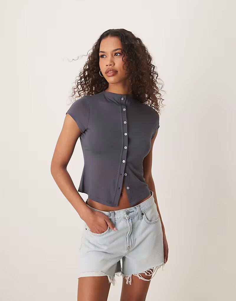 

Кардиган ASOS DESIGN grown on neck в угольном цвете