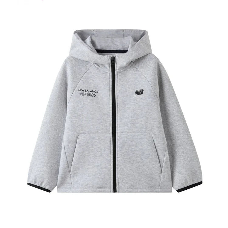 Детская куртка с капюшоном Moderate New Balance, heather серый