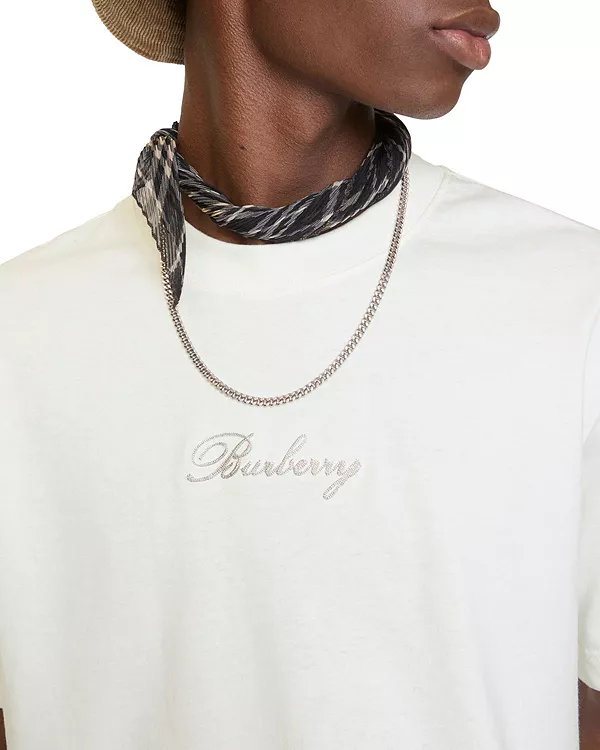 Футболка Burberry Хлопковая с курсивным логотипом, Белый — фото 3