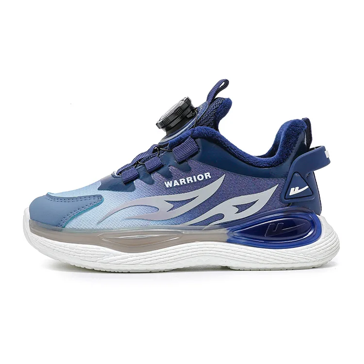 Детские кроссовки для бега с низким верхом из искусственной кожи WARRIOR, Dark Blue Light Blue Gray