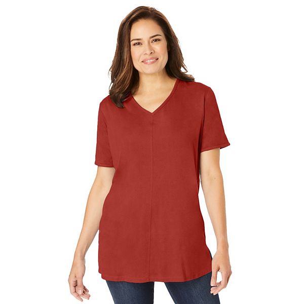 

Футболка из искусственной замши Plus size Woman Within, Red Ochre