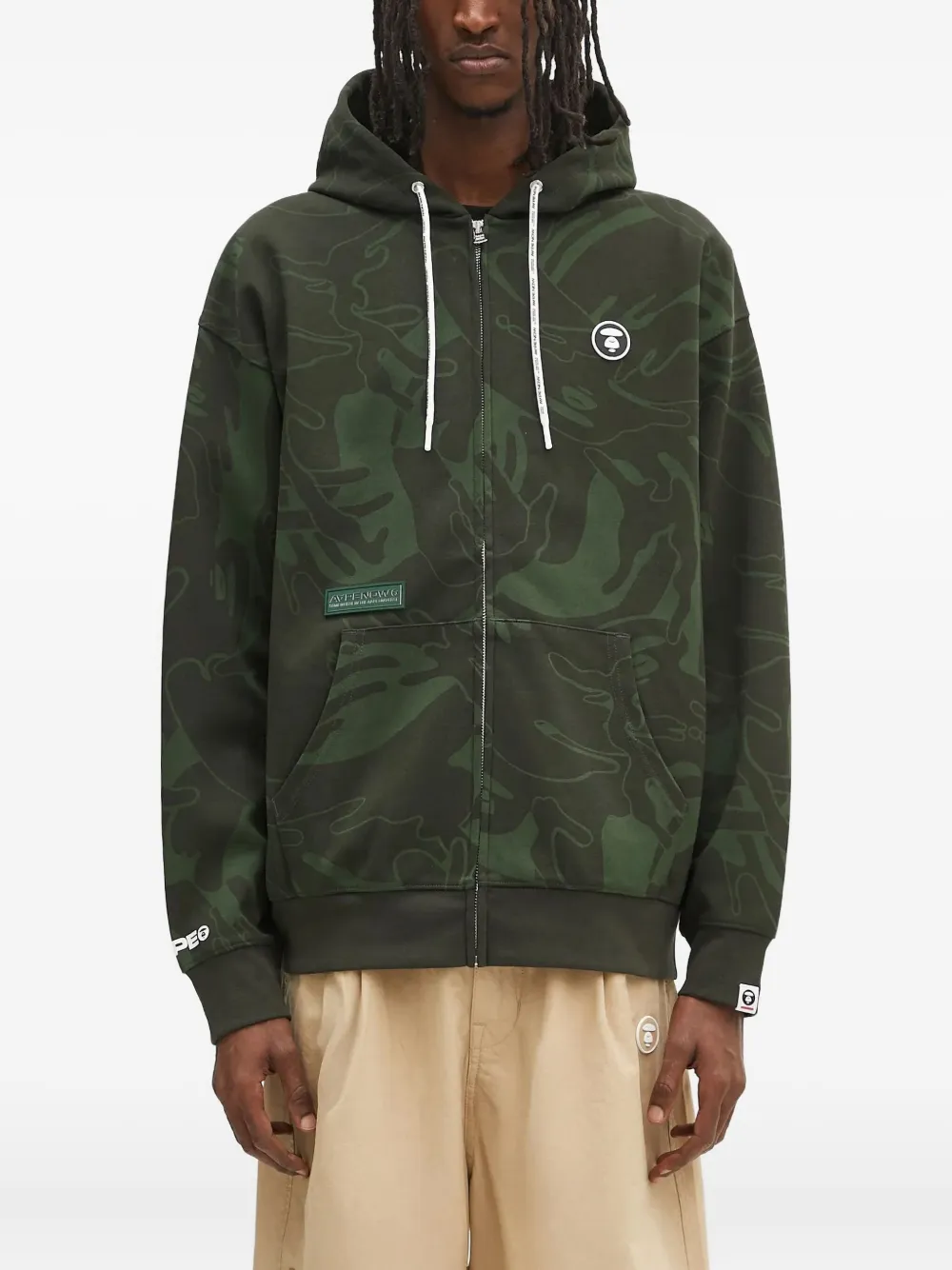 

Худи на молнии с камуфляжным принтом AAPE BY *A BATHING APE, зеленый