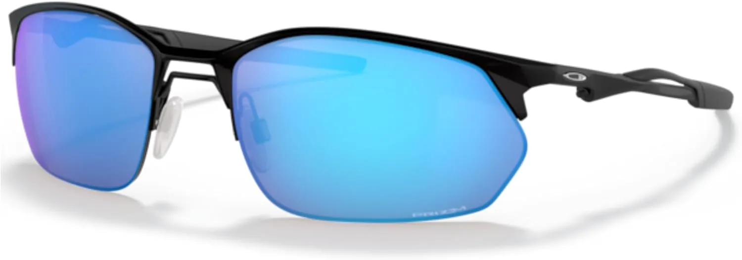 

Солнцезащитные очки Oakley Wire Tap 2.0 OO4145 прямоугольной формы для мужчин + комплект аксессуаров: ремешок и чехол из микрофибры, Satin Black / Prizm Sapphire