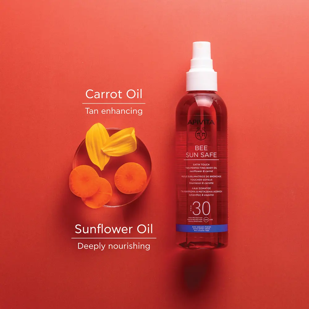 Солнцезащитный крем Bee Sun Safe Aceite Corporal Bronceado Perfecto Spf 30 Apivita, 200 мл — фото 3