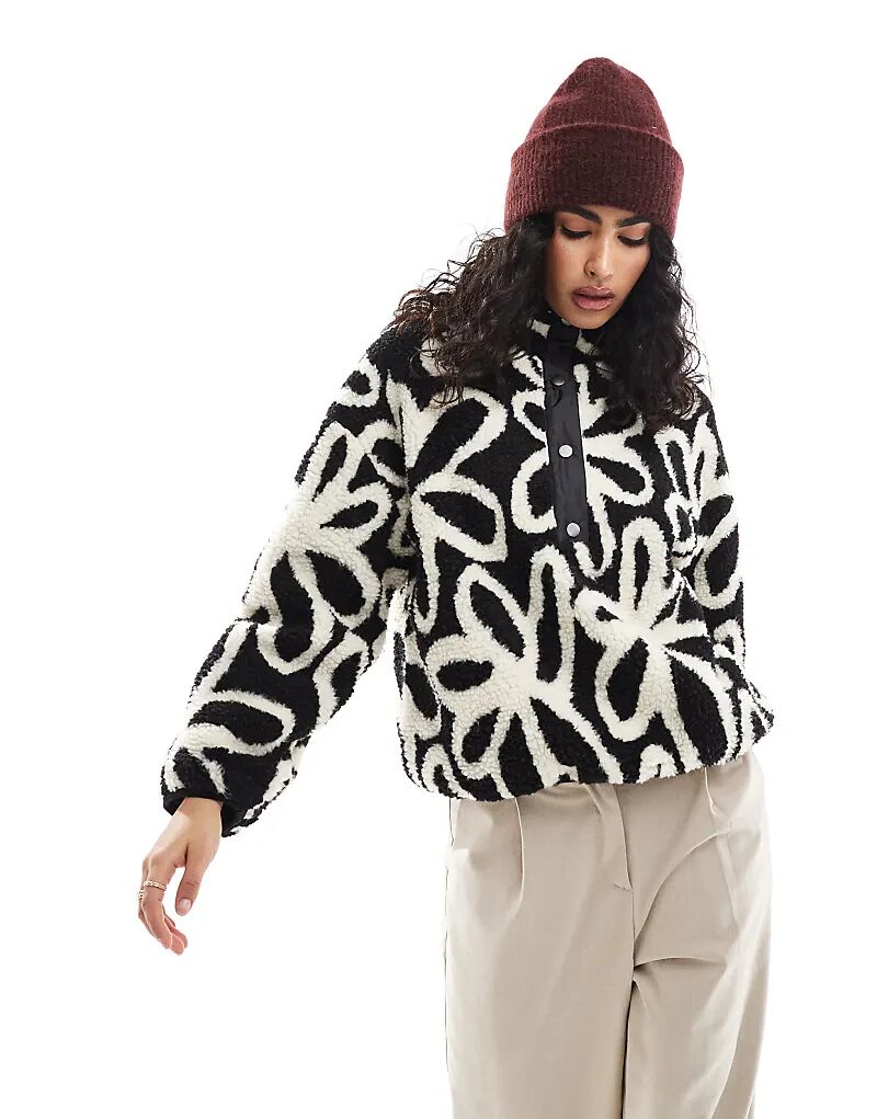 

ONLY застежка на пуговицы из флиса бордового цвета с белыми цветочными узорами