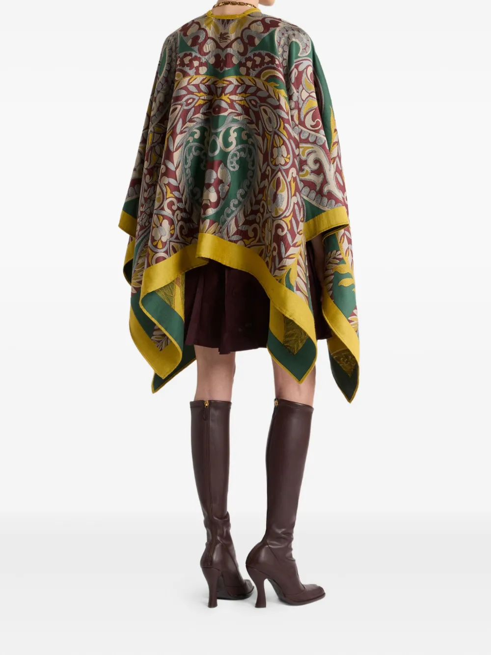 Кейп из смесовой шерсти с узором пейсли ETRO, зеленый — фото 3