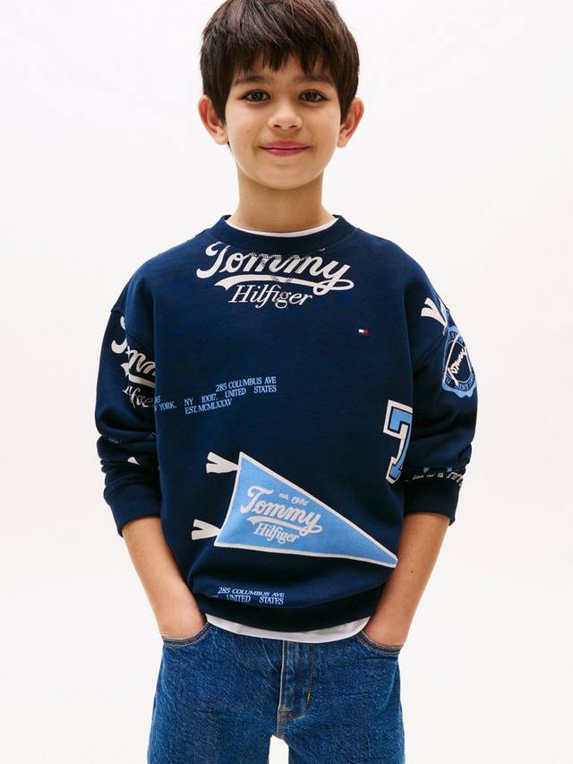 

Детский хлопковый свитшот с принтом Tommy Hilfiger
