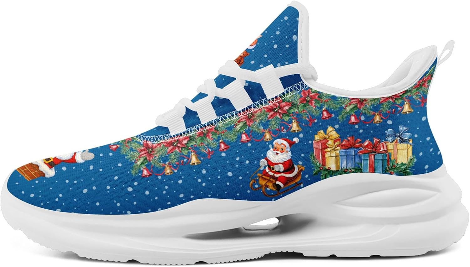 

Рождественские кроссовки для мужчин и женщин, легкие спортивные с сеткой, праздничная обувь для тренировок, зала и тенниса Onegam, белый/синий