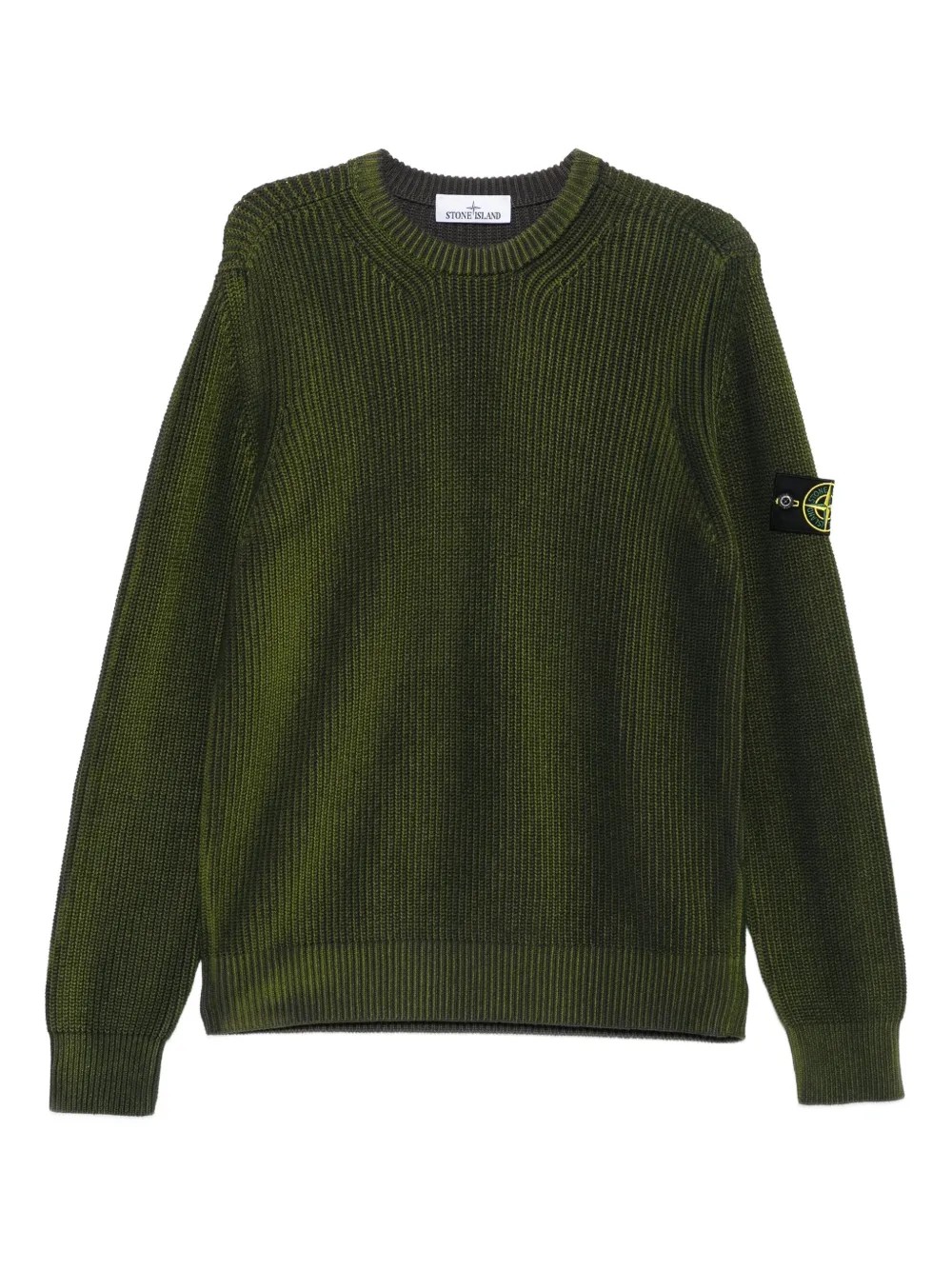 

Ребристый свитер с круглым вырезом Stone Island, зеленый