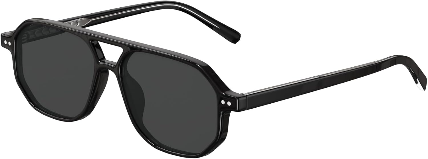 

Женские поляризованные солнцезащитные очки STGATN - модная оправа-авиатор с многоугольными линзами, защита от УФ-излучения, стильные ретро-очки для повседневного и уличного использования, 1. Black Frame Grey Lens