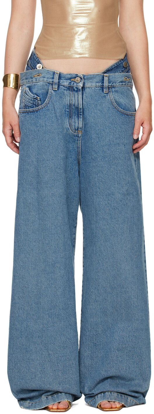 

Синие длинные джинсы The Attico, Light blue denim