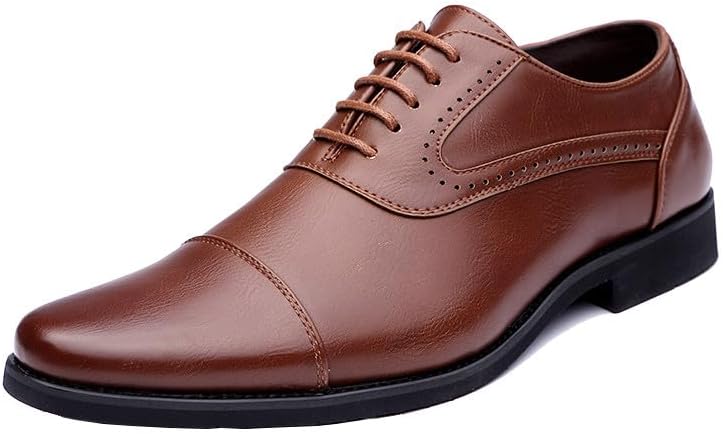 

Мужские туфли Santimon Oxford с классической шнуровкой, формальные с закрытым носком, повседневные и офисные деловые туфли, коричневый