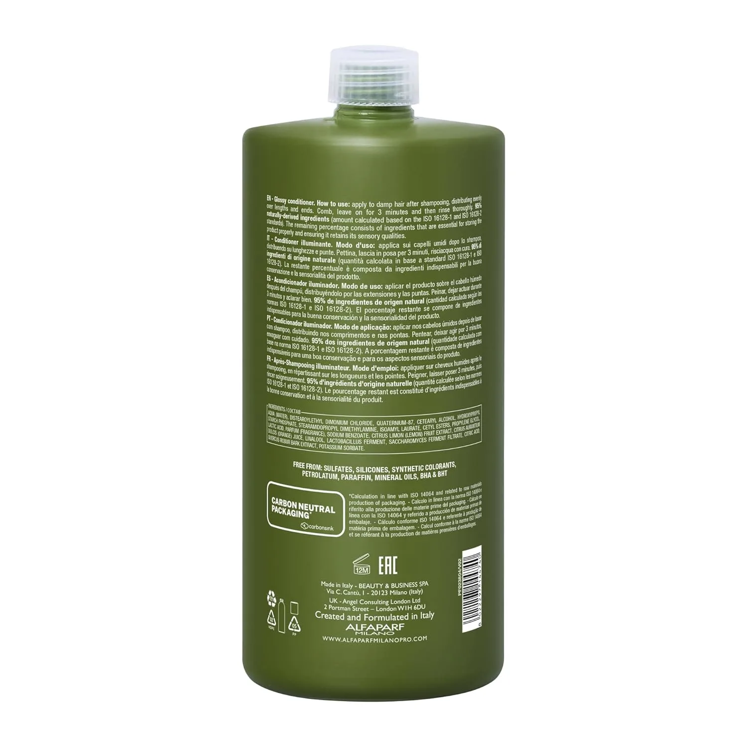 ALFAPARF MILANO Benvoleo Glossy Conditioner для тусклых волос - чистый, веганский, экологичный уход, обеспечивает мягкость и сияние, без парафина, натуральные ингредиенты, 1000 мл — фото 2