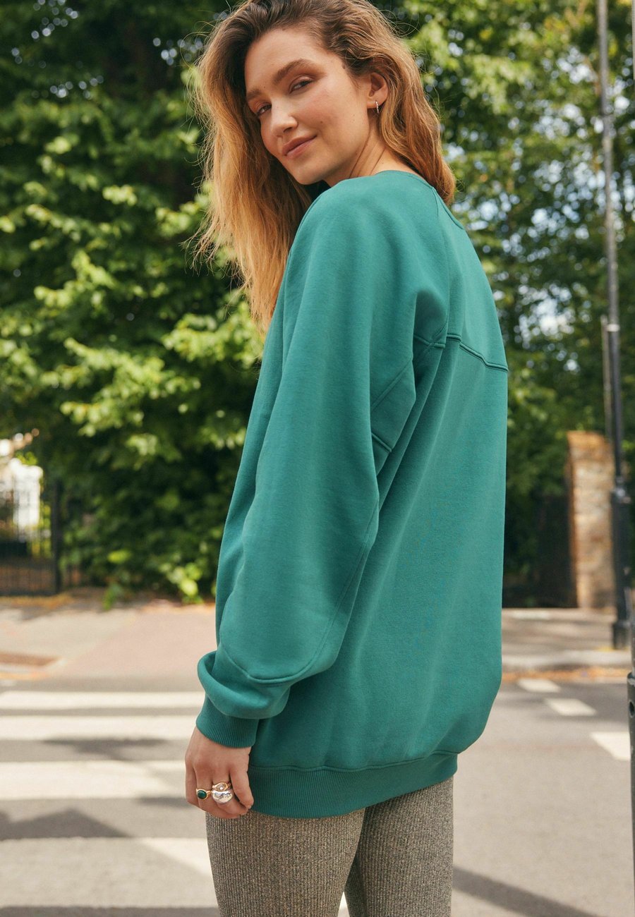 Толстовка Next RELAXED FIT HEAVYWEIGHT LONGLINE CREW NECK WITH SEAM DETAILING, Teal Blue/Teal — фото 2