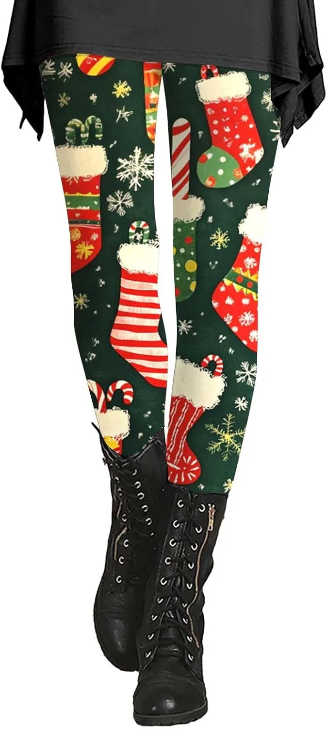 

Рождественские леггинсы FlekmanArt для женщин с принтом Санта-Клауса