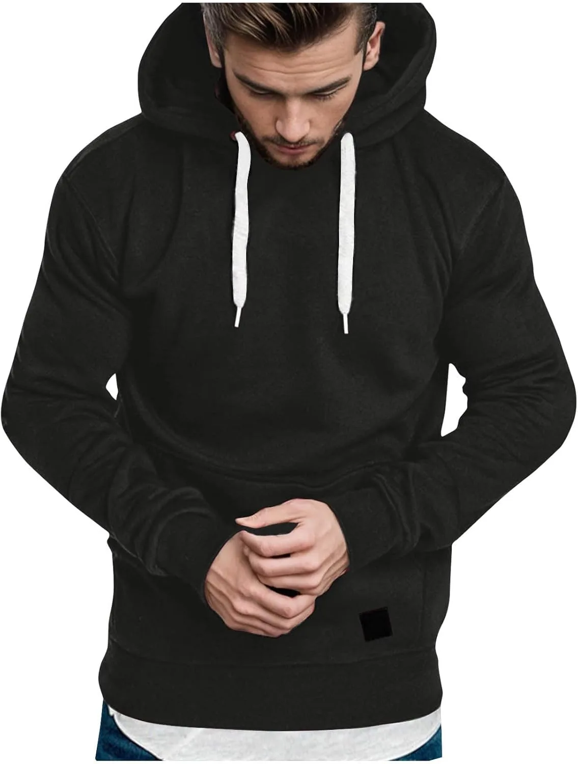 

Толстовка с капюшоном для мужчин Casual Trendy, длинный рукав, с карманами