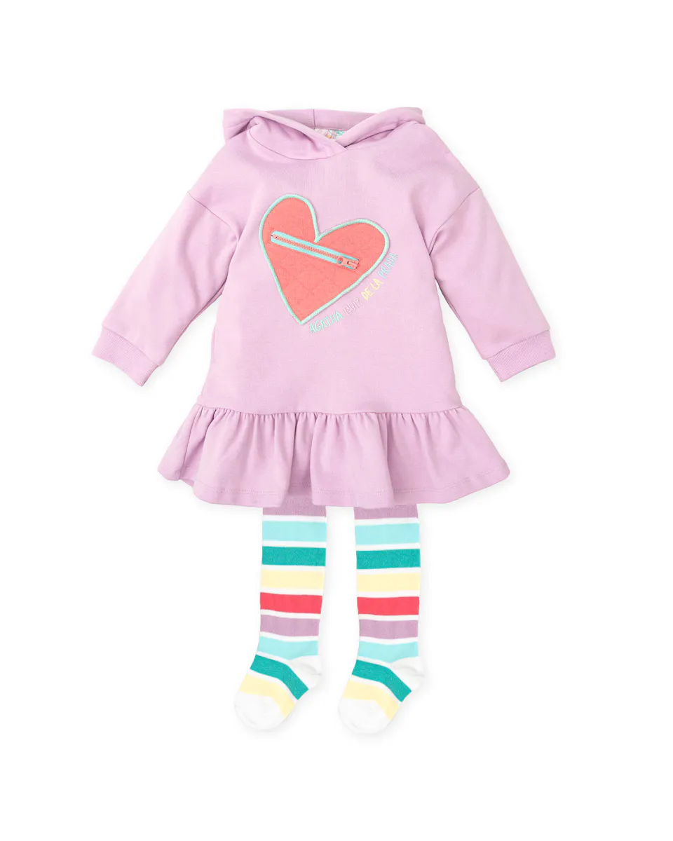 

Платье для девочки с капюшоном и колготками Agatha Ruiz de la Prada, цвет Lila