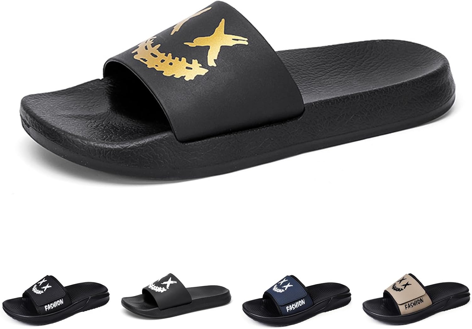 

Мужские модные домашние тапочки с мультяшной улыбкой с персонализированной печатью - мягкие нескользящие тапочки для дома и улицы Gezolligheid, золотой