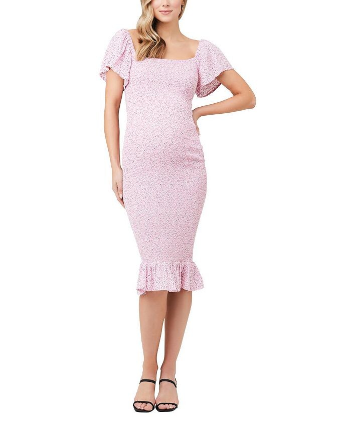 

Облегающее платье со сборками Ripe Maternity Selma, розовый