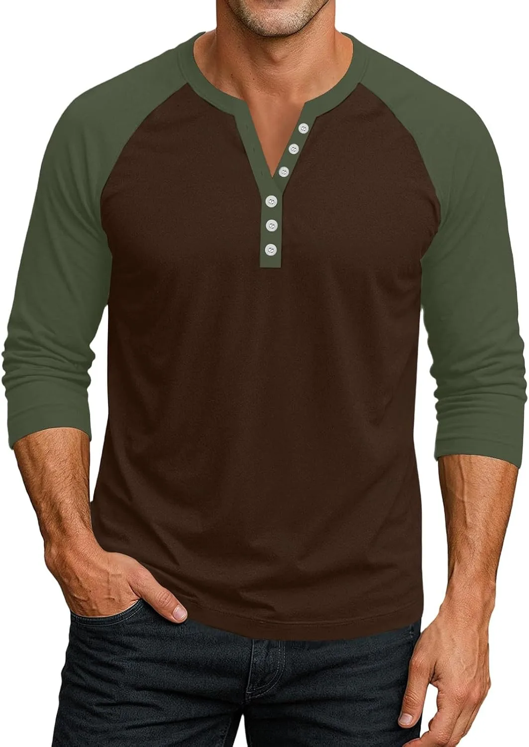 

DuDubaby мужская футболка Henley с контрастными цветами