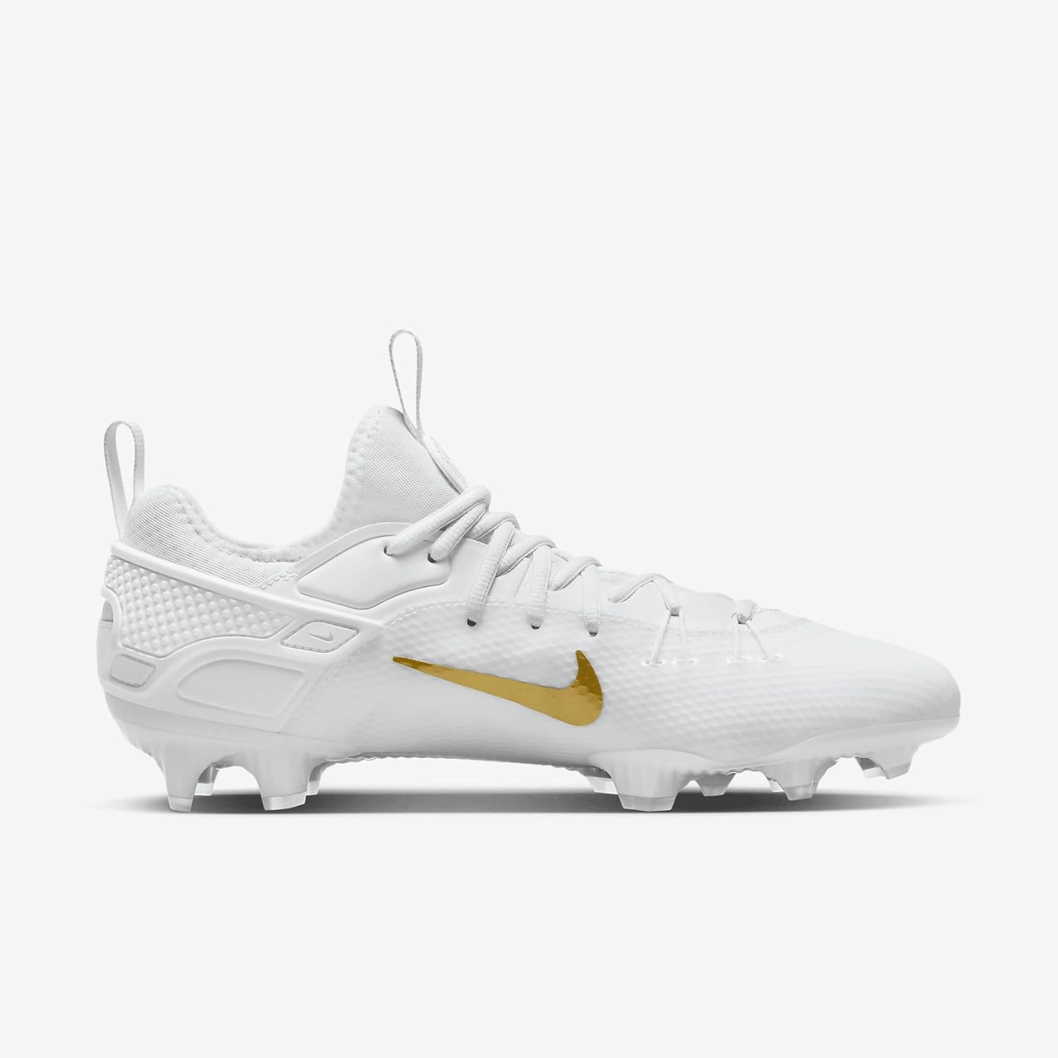 Бутсы для лакросса Nike Huarache 9 Elite Low, мужские, 9,5 м, командные красные (для больших детей, спортивная обувь, ОБУВЬ), White/White/Metallic Vivid Gold — фото 3